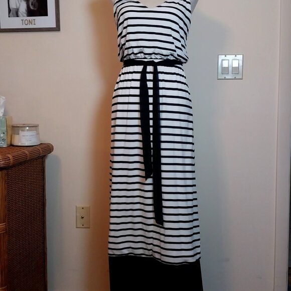 EXPRESS STRIPED SIZE S/P STRETCHY RACER BACK MAXI DRESS - Picture 2 of 12